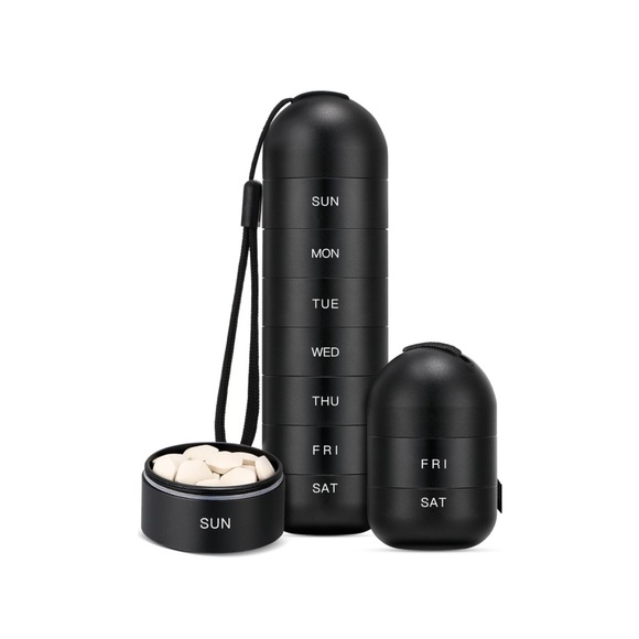 Zannaki Large Metal Travel Pill Organizer, Waterproof Weekly Pill Box 7 Days - Picture 1 of 8
